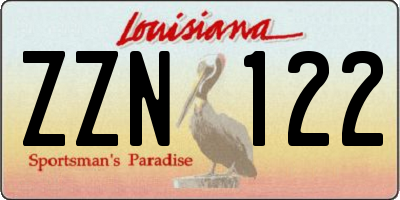 LA license plate ZZN122