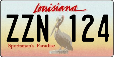 LA license plate ZZN124