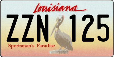 LA license plate ZZN125