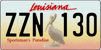 LA license plate ZZN130