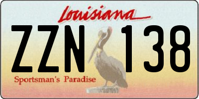 LA license plate ZZN138