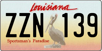 LA license plate ZZN139