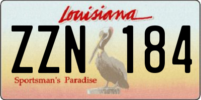 LA license plate ZZN184