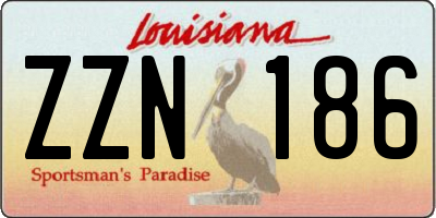 LA license plate ZZN186