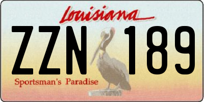 LA license plate ZZN189