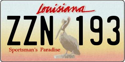 LA license plate ZZN193