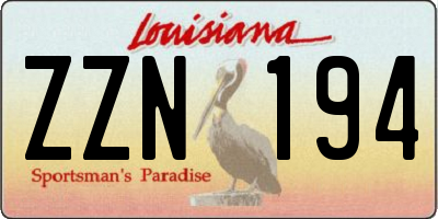 LA license plate ZZN194
