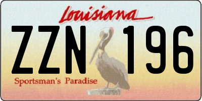 LA license plate ZZN196