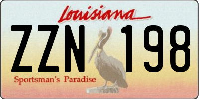 LA license plate ZZN198