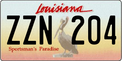 LA license plate ZZN204