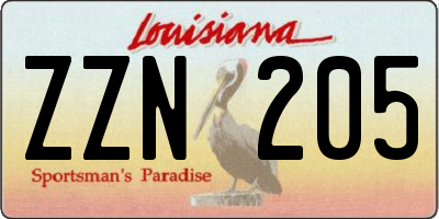 LA license plate ZZN205