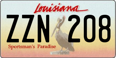 LA license plate ZZN208