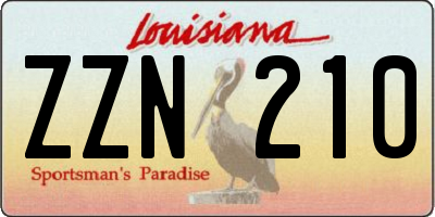LA license plate ZZN210