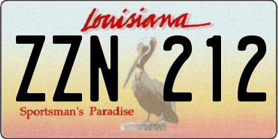 LA license plate ZZN212