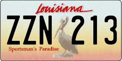 LA license plate ZZN213