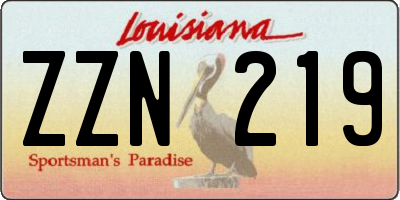 LA license plate ZZN219