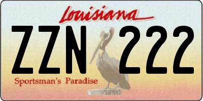 LA license plate ZZN222