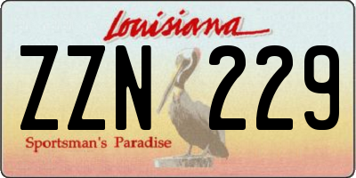 LA license plate ZZN229