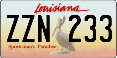 LA license plate ZZN233