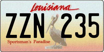 LA license plate ZZN235