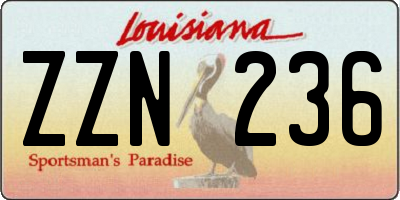 LA license plate ZZN236