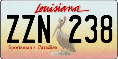 LA license plate ZZN238