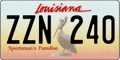 LA license plate ZZN240