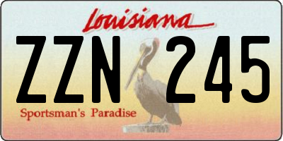 LA license plate ZZN245