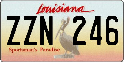 LA license plate ZZN246