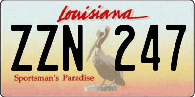 LA license plate ZZN247