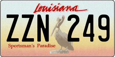 LA license plate ZZN249