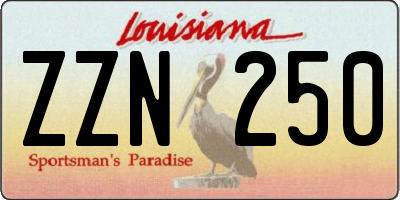 LA license plate ZZN250