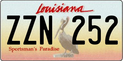 LA license plate ZZN252