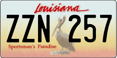 LA license plate ZZN257