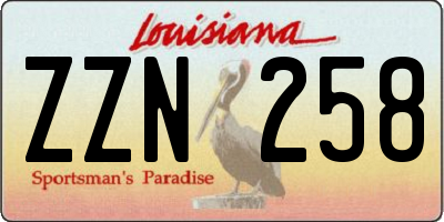 LA license plate ZZN258