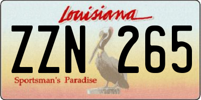 LA license plate ZZN265