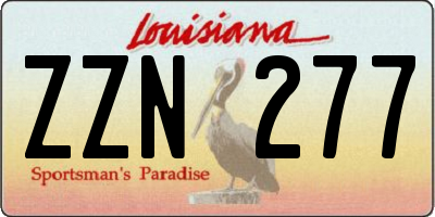 LA license plate ZZN277