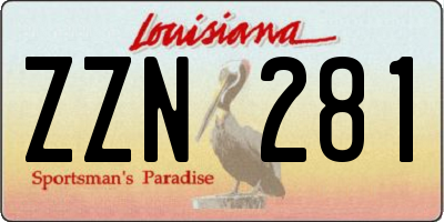 LA license plate ZZN281