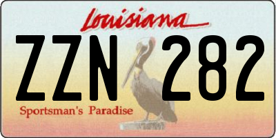 LA license plate ZZN282