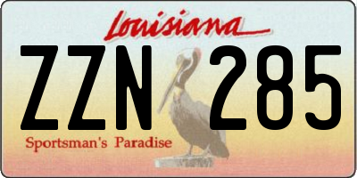 LA license plate ZZN285