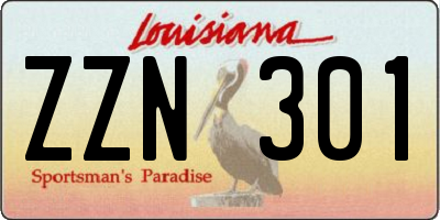 LA license plate ZZN301