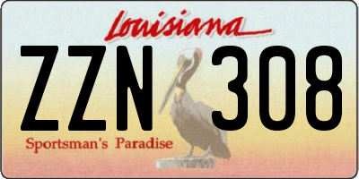 LA license plate ZZN308