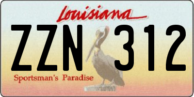 LA license plate ZZN312