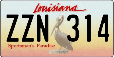 LA license plate ZZN314