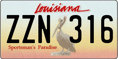 LA license plate ZZN316