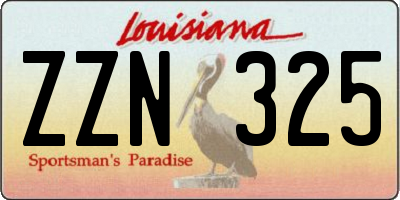 LA license plate ZZN325