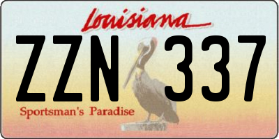 LA license plate ZZN337