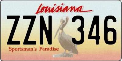 LA license plate ZZN346