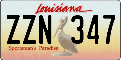 LA license plate ZZN347