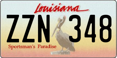 LA license plate ZZN348